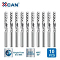 XCAN End Mills 10pcs 2x8mm 3.175 Shank Single Flute Spiral Router Bits for Cut Wood/Plastic 1 Flute CNC Milling Cutter