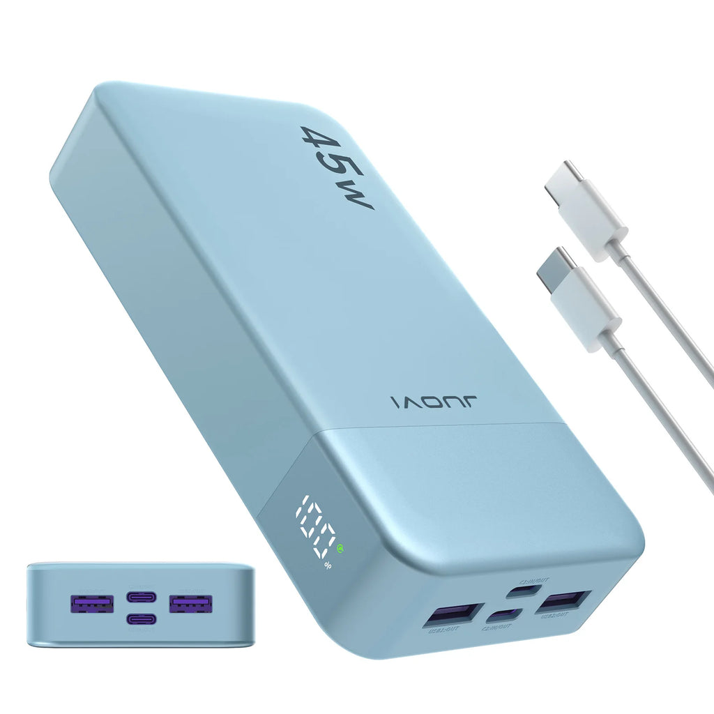 20000mAh Portable Charger - 45W Fast Charging Power Bank with LED Blue 20000mah Tidesmit