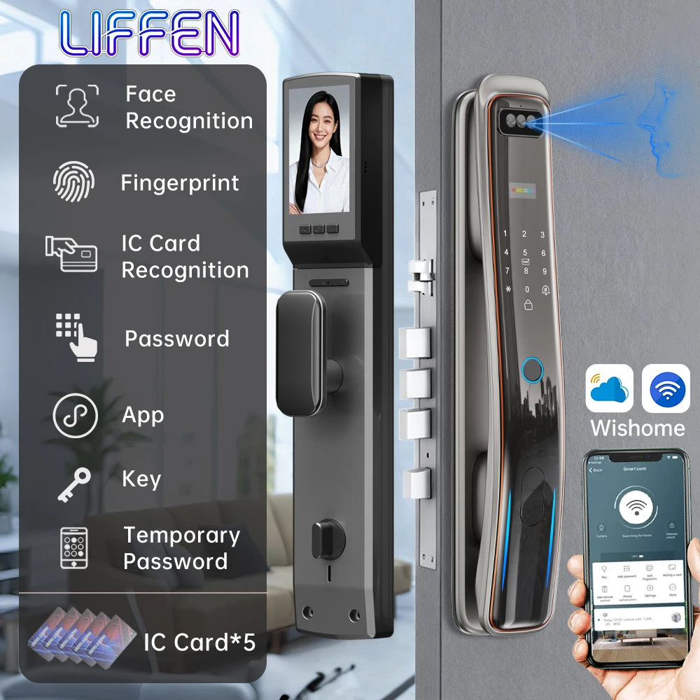 Wifi Wishome APP Face Recognition Smart Door Lock With Camera   Digital Door Lock Automatic Door Lock