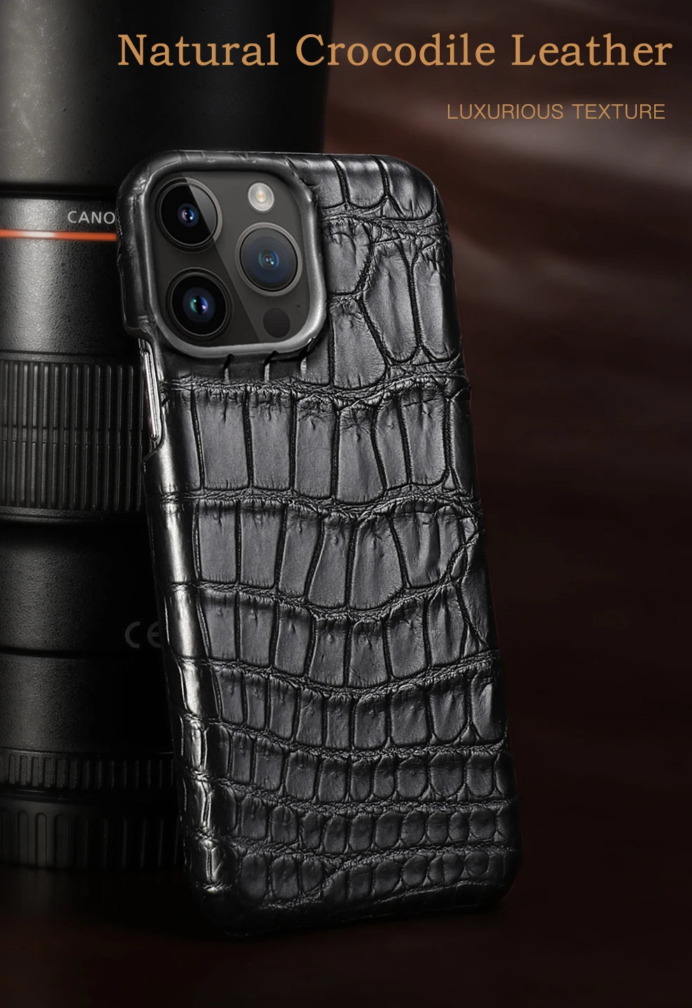 Crocodile Leather iPhone 17 Pro Case – Slim Shock-Absorbing Cover Tidesmit