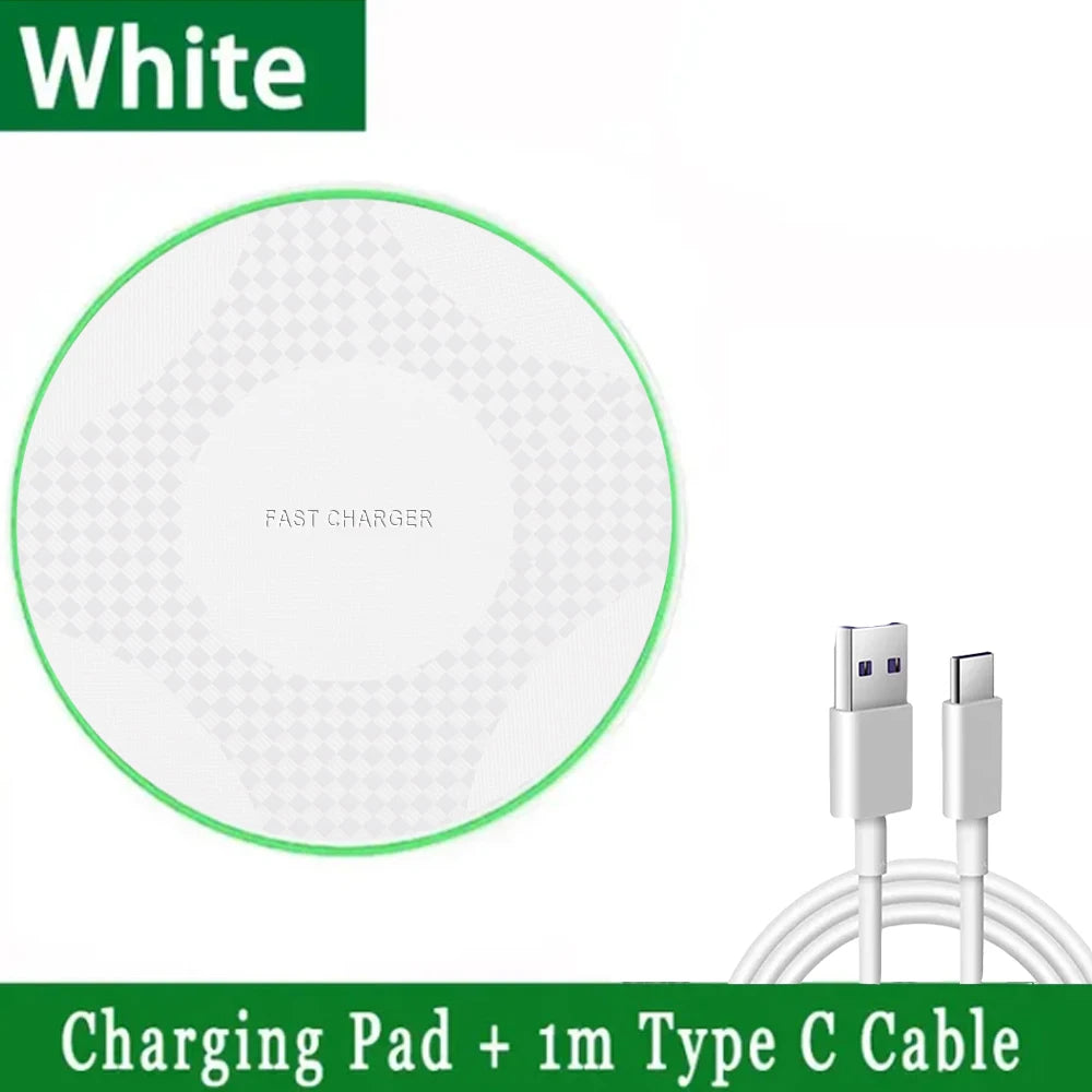 Wireless Charger Pad | Qi Certified Fast Charging for iPhone White with cable Tidesmit