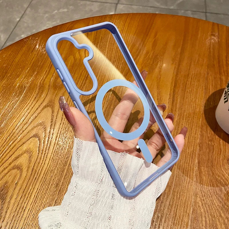 Magnetic Wireless Charging Phone Case for Samsung - Shockproof Cover Sky Blue Tidesmit
