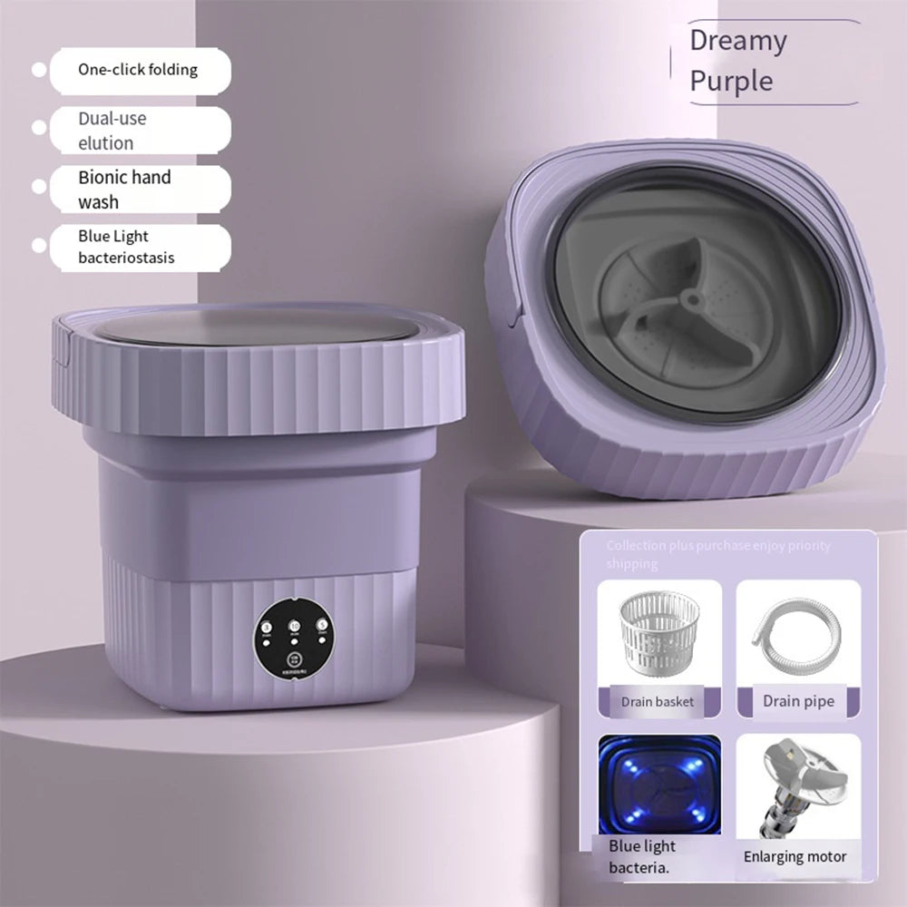 Tidesmit 11L portable ultrasonic folding washing machine with spin dryer bucket for travel and delicate laundry 36
