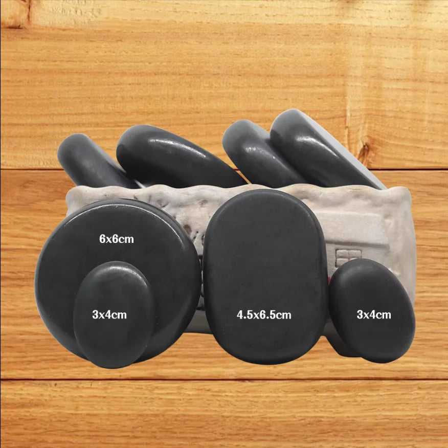 Stone Massage Set for Back Pain Relief - 20pcs Basalt by Tidesmit Back Massage Instrument Tidesmit