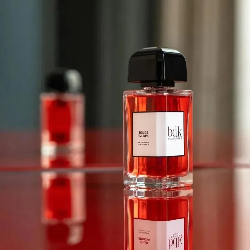BDK Parfums Rouge Smoking 100ml EDP, luxurious unisex fragrance in an elegant rectangular glass bottle with black cap.