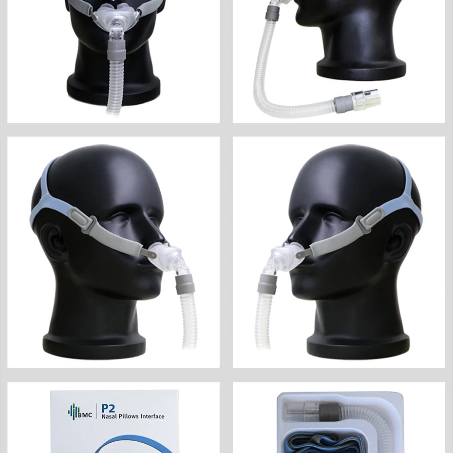 BMC PM2 CPAP Mask Nasal Pillows Mask 360° Front Hose S/M/L 3 In 1 For CPAP BiPAP Machine Cpap Pillows For Sleeping Nasal Mask