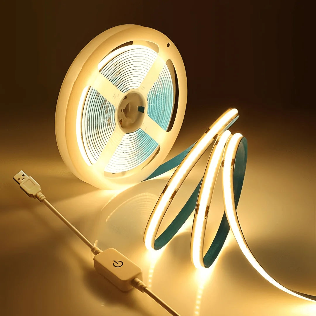 COB LED Strip Lights With Touch Dimmer 5V High Density Linear Lighting with Adhesive Tape DIY Lamp For Living Room Cabinet Decor