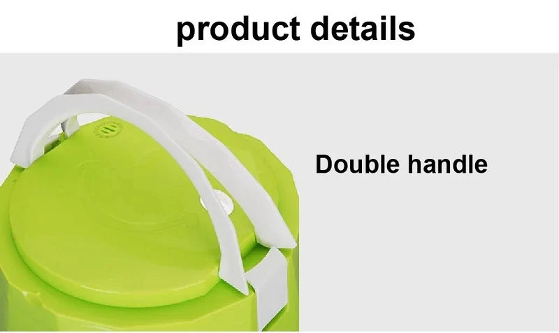 1.6L car rice cooker lid with built-in carrying handles, lime green and white