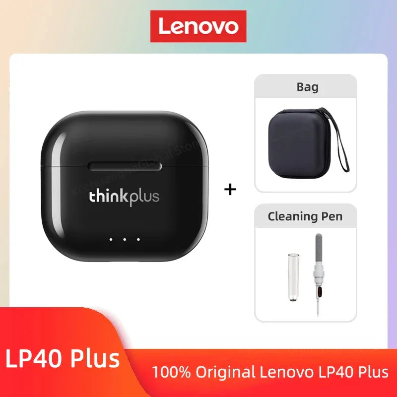 Lenovo LP40 II TWS Wireless Bluetooth Earphones by Tidesmit Black Bag Pen Tidesmit