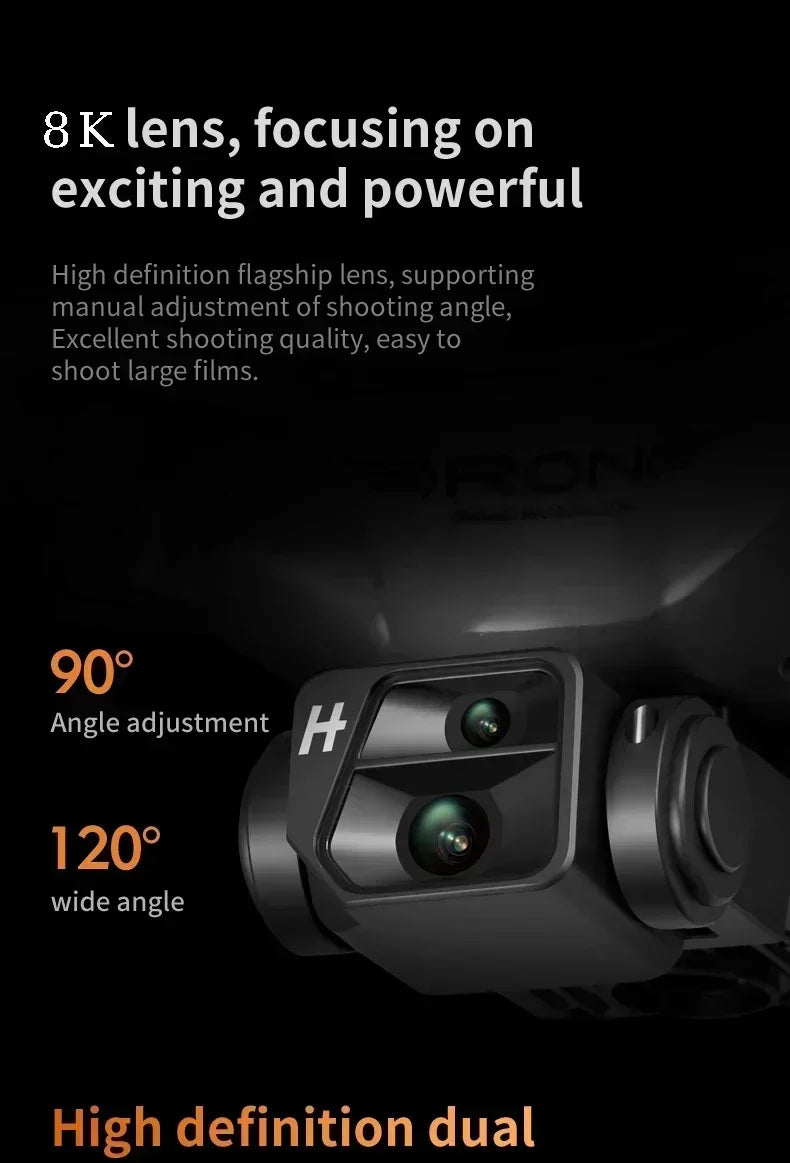 8K Camera Drone with Dual Lens Obstacle Avoidance - Foldable Quadcopter Tidesmit