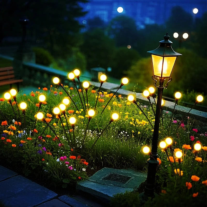 Solar Firefly Ground Spike Light LEDs Waterproof Outdoor Courtyard Sway Light for Lawn Garden Pathway Decor Landscape Lighting