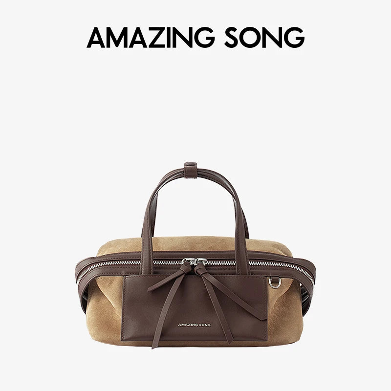 Amazing Song Original Design Cheese Roll Pillow Bag Small Top Grain Leather 2026 New Fashionable Women's bags