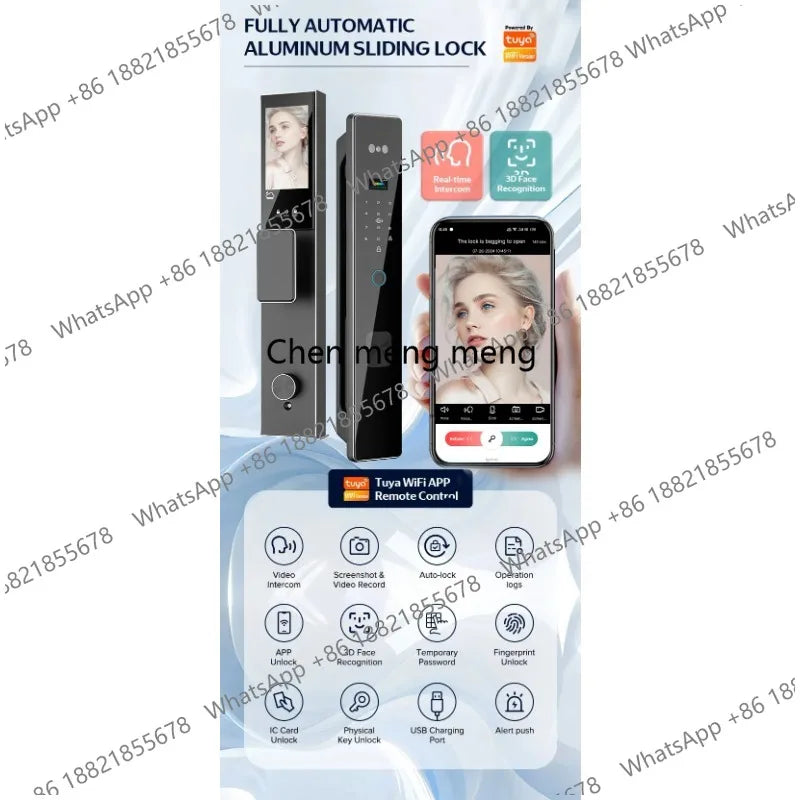 3D Face Recognition Digital Fingerprint Lock With Two-way Audio WiFi Camera Video Call APP Remote Unlock