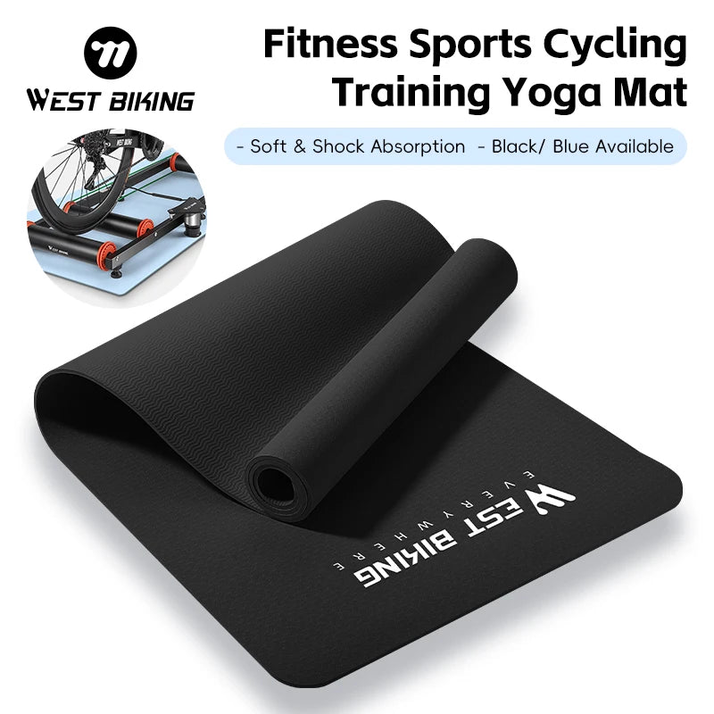 WEST BIKING Sports Yoga Mat Anti-slip Soft Home Fitness Exercise Mat Thicken Shock Absorb Cycling Training Mat Bike Accessories