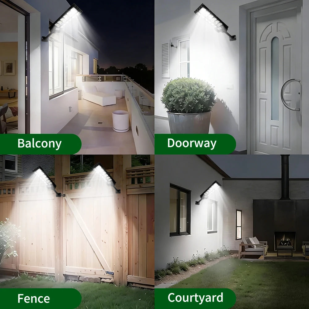 Outdoor Solar Powered LED Lights Waterproof 8000 Lm Super Bright Wall Lamp With Motion Sensor Remote Control Garden Street Light