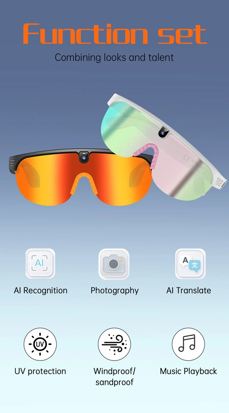 Smart Audio Sunglasses with HD Camera and Bluetooth Translation Tidesmit