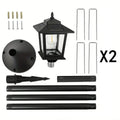2 PCS Solar Garden Light Outdoor Waterproof LED Lawn Lamp Vintage Style Solar Powered Pathway Light for Yard Patio Driveway