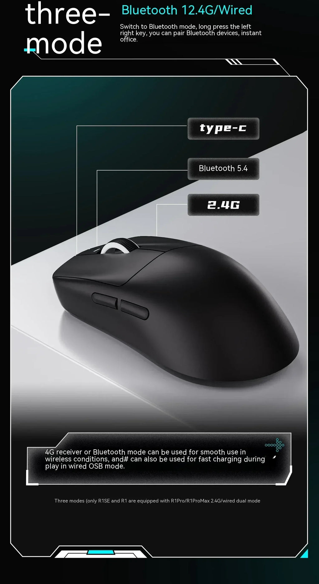 VXE Dragonfly R1 Pro Max Wireless Bluetooth Mouse Lightweight Paw3395 2KHz Intelligent Speed X Low Delay Fps Gaming Mouse Gift