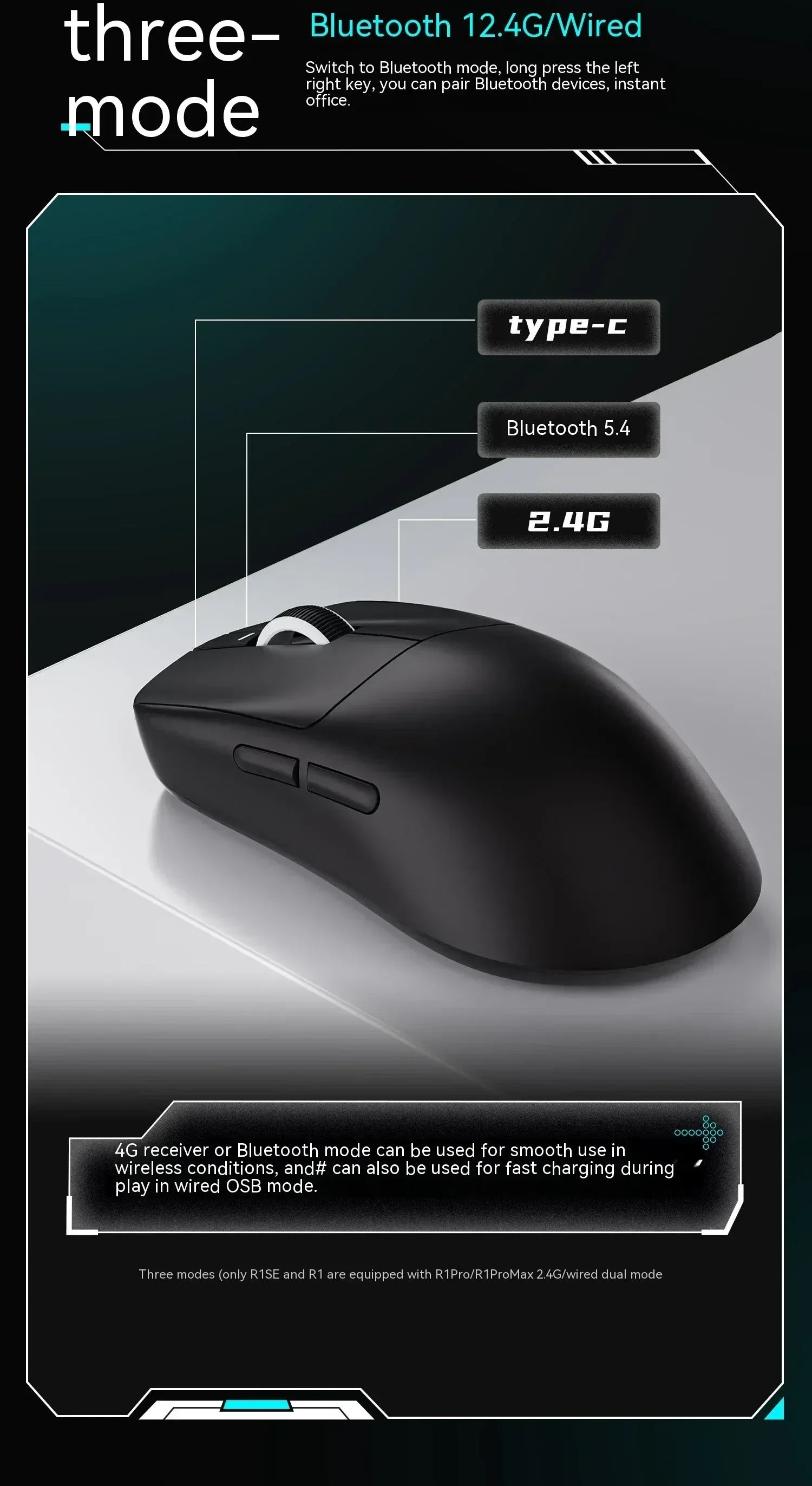 VXE Dragonfly R1 Pro Max Wireless Bluetooth Mouse Lightweight Paw3395 2KHz Intelligent Speed X Low Delay Fps Gaming Mouse Gift