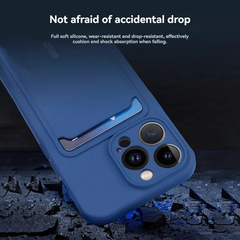 iPhone 16 Case with Card Slot - Slim TPU Shock-Absorbing Protective Cover Tidesmit