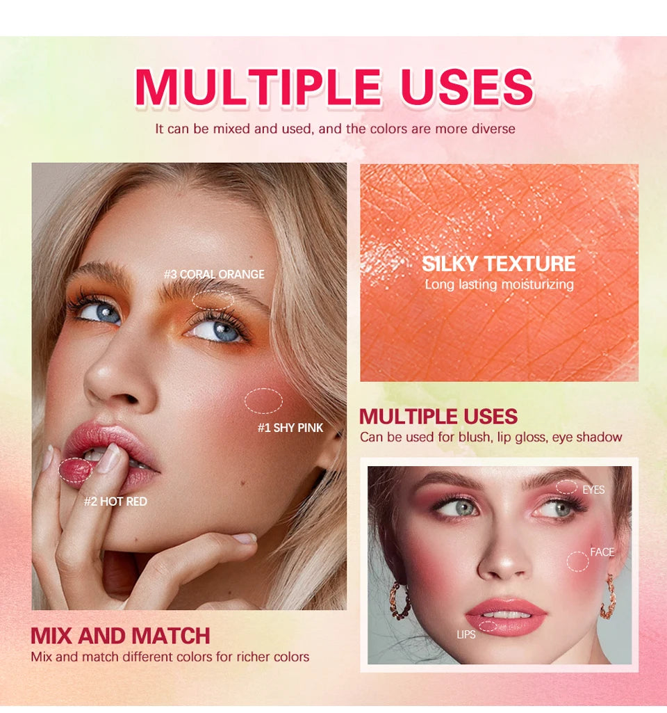 Tidesmit multi-functional blush stick cream blusher with waterproof high color rendering for brightening skin tone