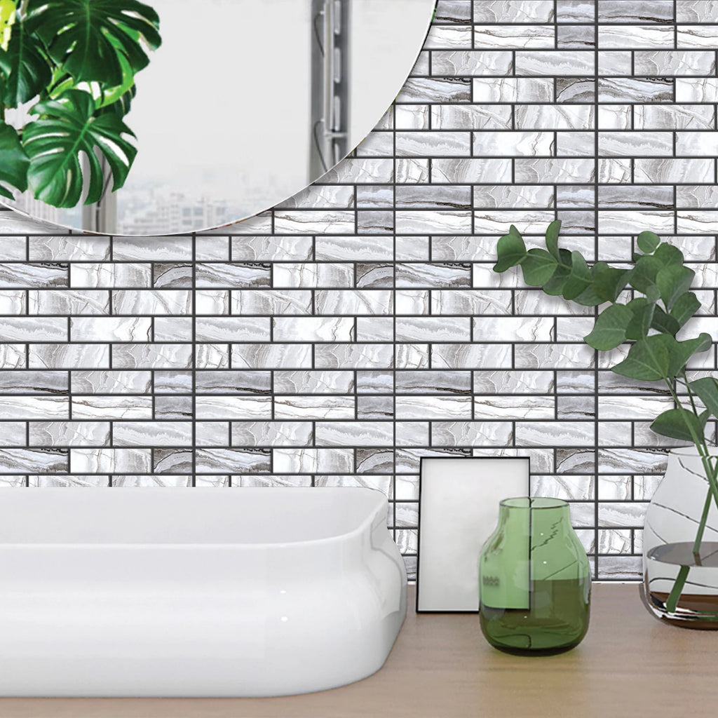 10/20Pcs Peel and Stick Tile Backsplash Thicker Design Marble Tiles 12"X12" Stick on Backsplash Self Adhesive Tiles for Any Room