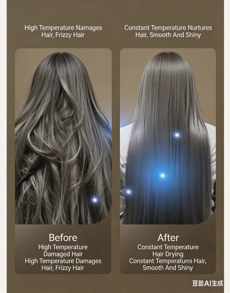 1800W wall-mounted hair dryer results: constant temperature tech creates smooth, shiny, frizz-free hair for home/hotel.