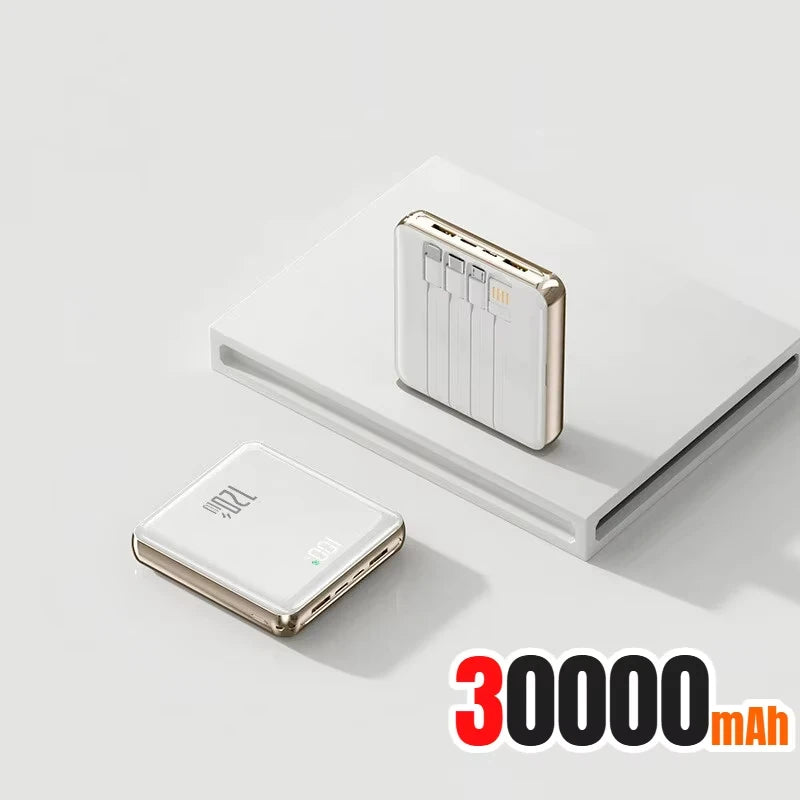 Portable Power Bank with 4 Built-in Cables - 50000mAh Tidesmit White 30000mAh Tidesmit