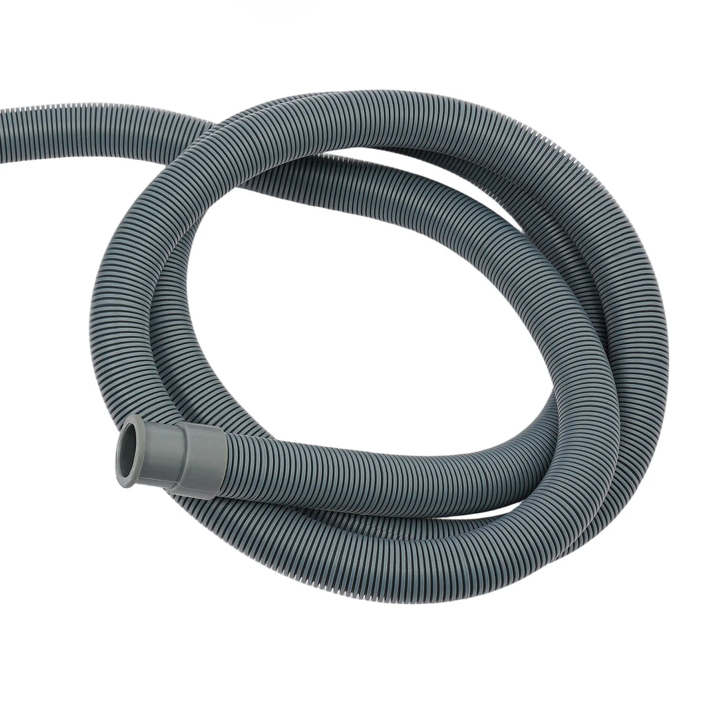Gray corrugated hose for vertical wall-mounted planter set, shown coiled