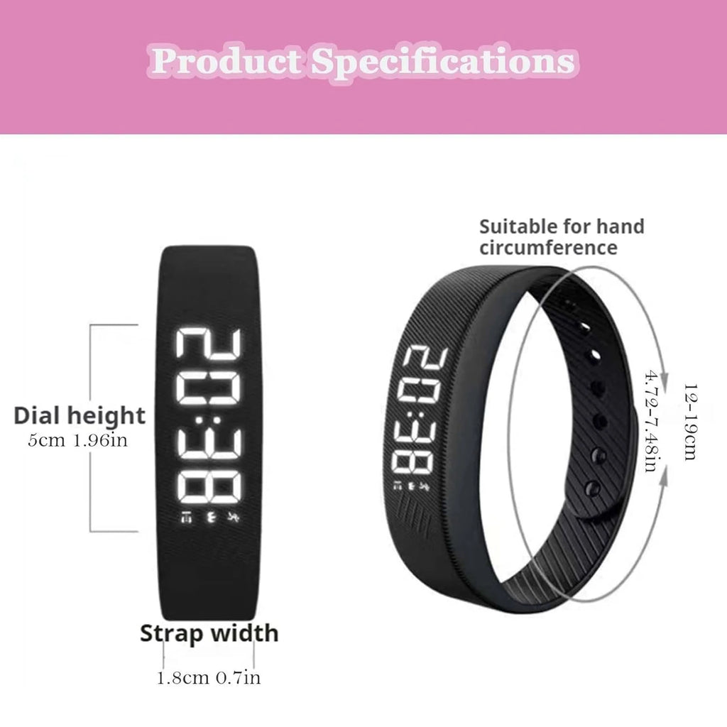 Vibrating Alarm Wristband Waterproof Silent Vibration Alarm Watch with Step Counter Pedometer for Heavy Sleepers Students
