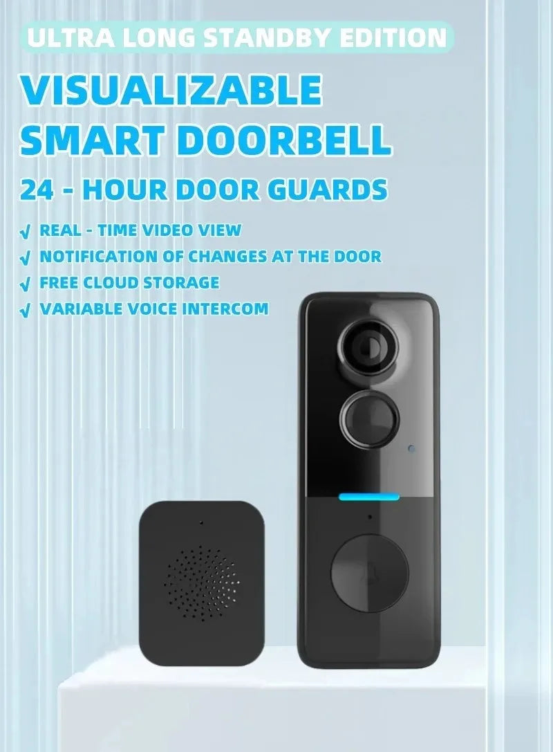 Tuya Outdoor Wireless Doorbell Solar Rain Cover Waterproof WiFi Door Bell Camera Motion Detection Two-way Audio Video Intercom