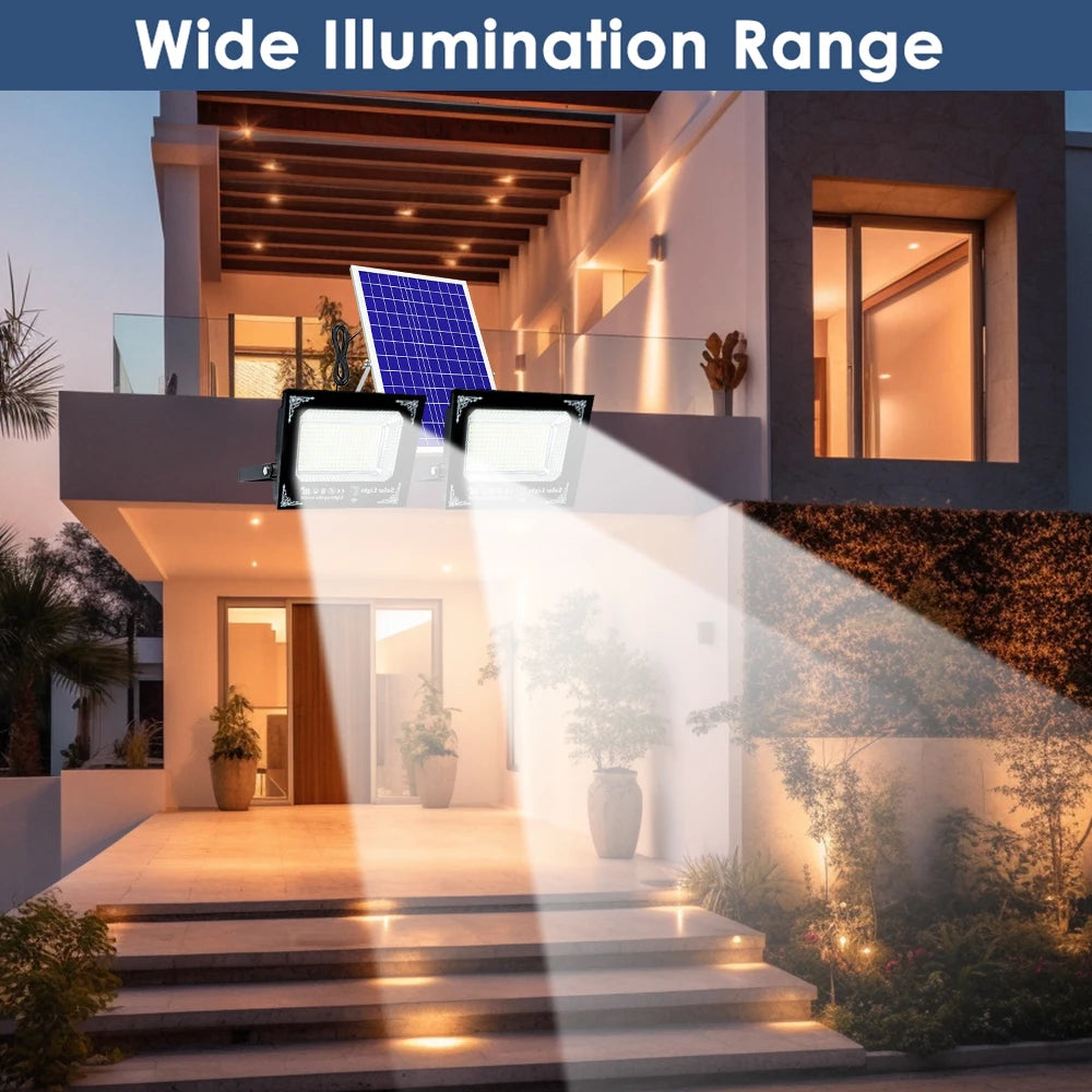 500W 6000mAh Solar Flood Lights Dual Lights, Remote Control Powered Spotlight Outdoor Garden Waterproof IP65 Villa Street Lamp