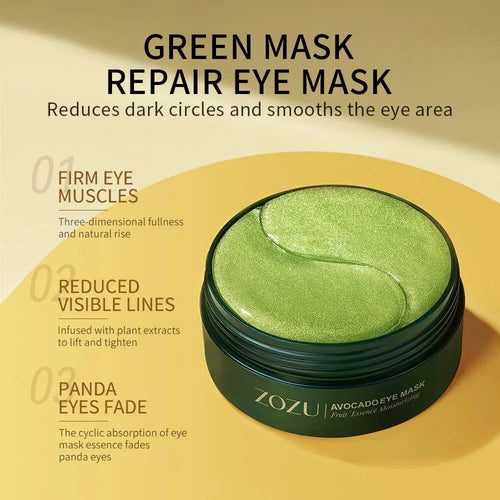 Avocado-green eye mask jar with smooth gel top
