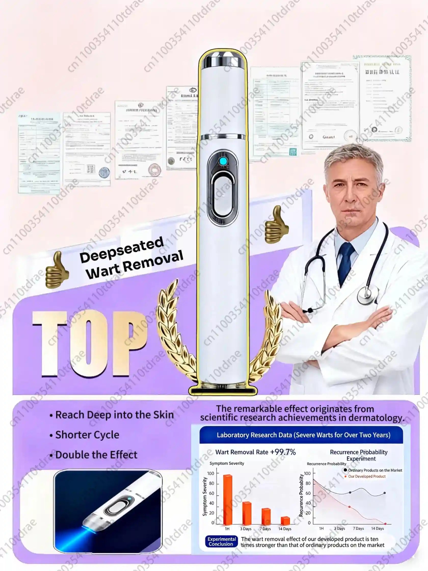 Wart Removal Roller for Home Use - Painless Fast Acting Applicator Massage Roller Tidesmit