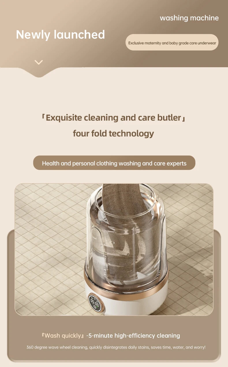 Tidesmit 2L wireless portable mini washing machine with laundry cup for baby clothes, 14th angle view