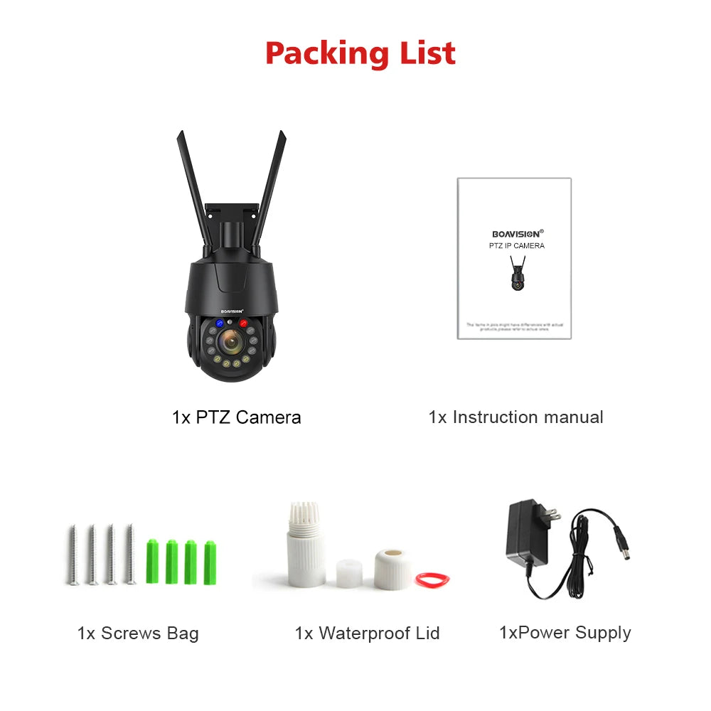Outdoor Surveillance Camera WIFI 4G POE 8MP 5MP 30X Optical Zoom AI Auto Tracking 150M IR Distance Metal PTZ Security Camera