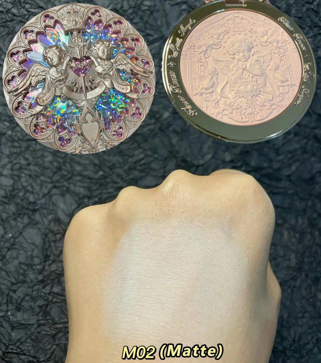 Tidesmit Flower Knows Little Angel embossed highlighter palette shimmer texture detail view