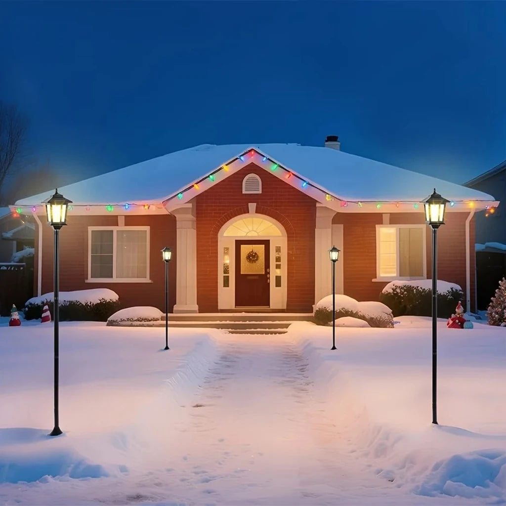 2 PCS Solar Garden Light Outdoor Waterproof LED Lawn Lamp Vintage Style Solar Powered Pathway Light for Yard Patio Driveway