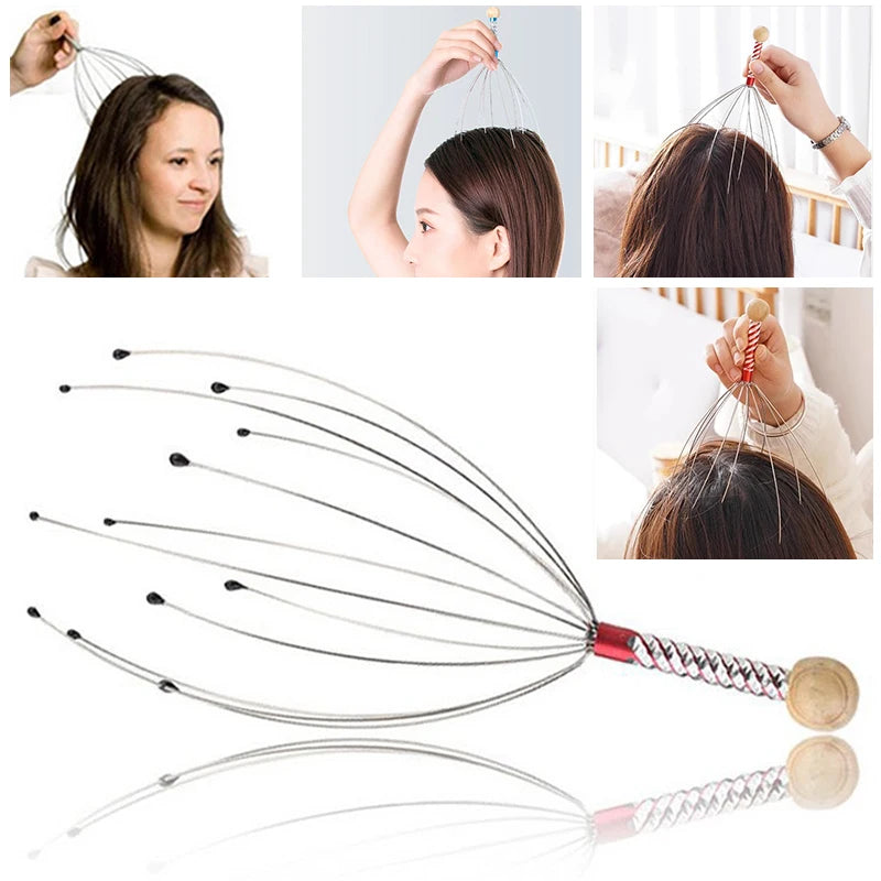 Octopus Head Massager - Stainless Steel Portable Scalp Scratcher Relaxation Treatment Tidesmit