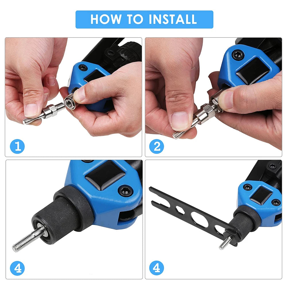 Podofo Heavy Duty Rivet Nut Gun Kit 110pcs Hand Riveting Tool 7 Sizes M3 M4 M5 M6 M8 M10 M12 with Rivet Nuts for Car Repair