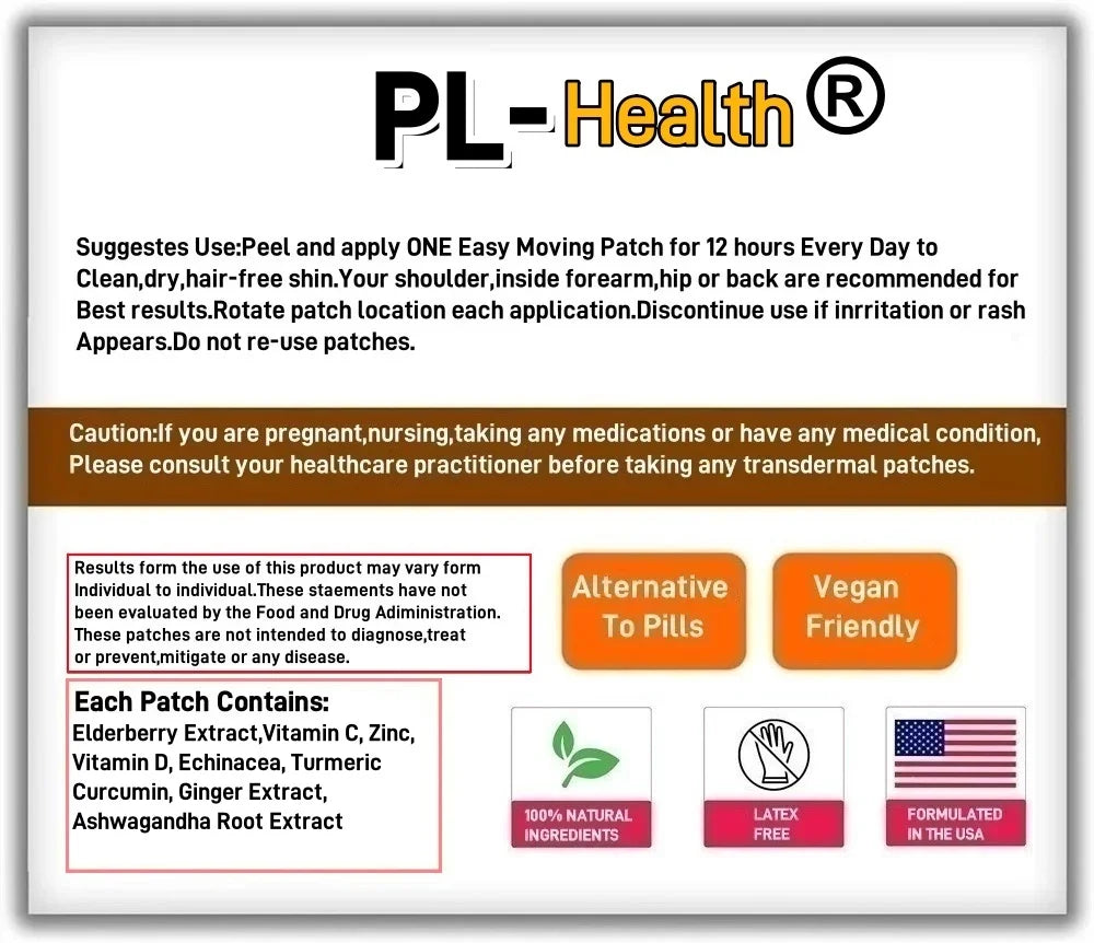 30 Patches Elderberry Immune Support Transdermal Patches 8-in-1 with Echinacea, Vitamin C & Zinc, Vitamin D