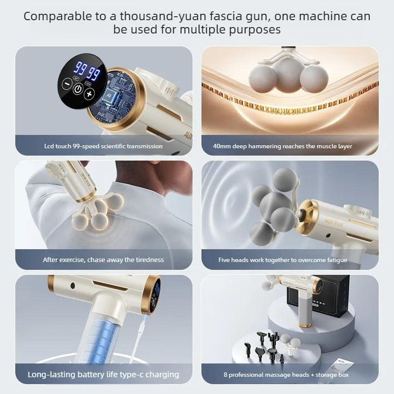 Fascia Massage Gun - 5-Head Percussive Therapy for Muscle Recovery Fascia Gun Tidesmit