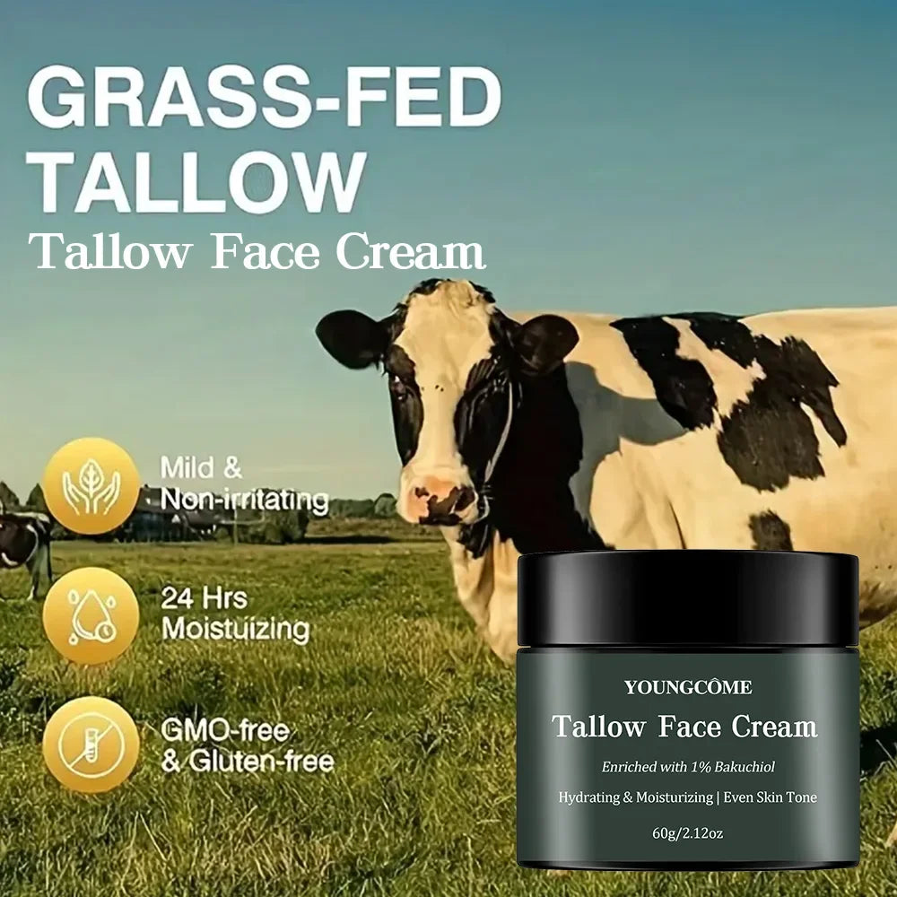  YOUNGCOME Tallow Face Cream Deep Nourish Fade Lines Anti Aging Brighten Improve Dryness Tallow Facial Moisturizing Cream