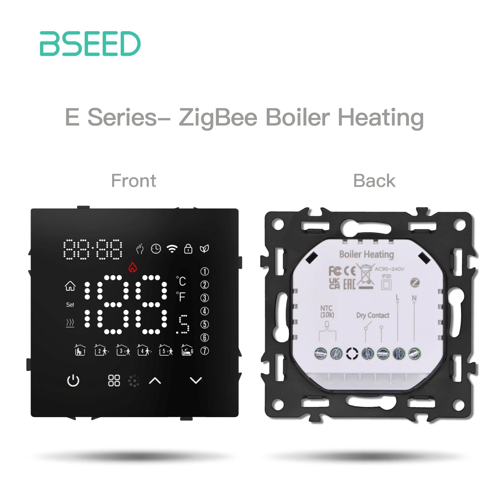 BSEED Zigbee Smart Electric Water Gas Boiler Floor Heating Thermostat Large Panels EU/FR Socket Modules Plastic Frames DIY Parts
