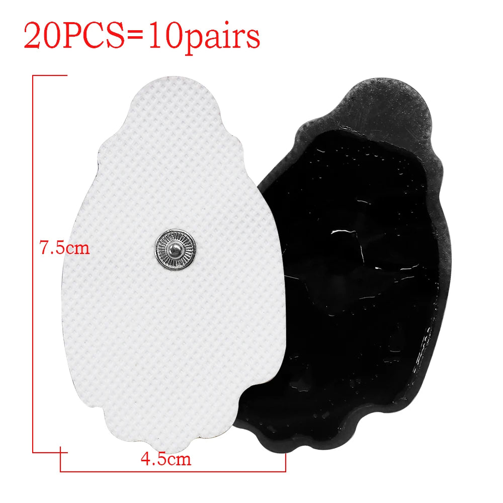 TENS Unit Electrode Pads: Reusable Muscle Stimulator Gel Sets Back Massage Instrument 7.5x4.5cm 20pcs Tidesmit