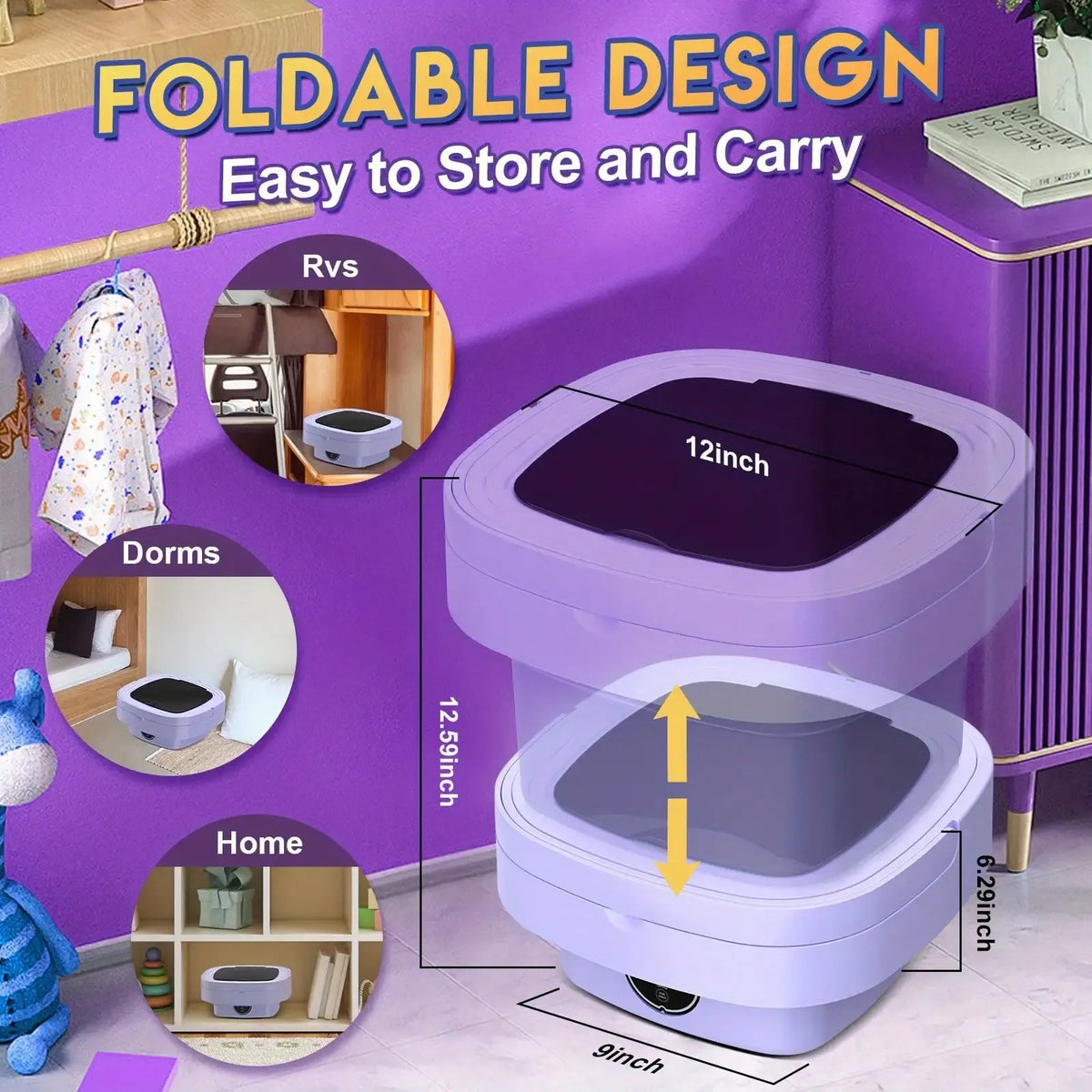 Tidesmit Portable Washing Machine 2.91gal Foldable Mini Washer