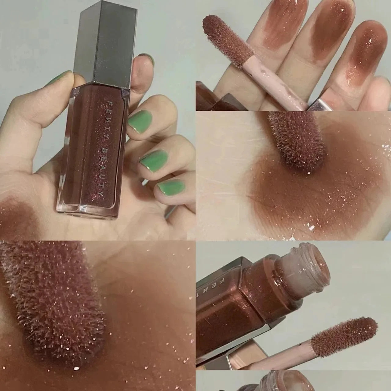Tidesmit transparent lip gloss multicolor glitter plumper liquid lipstick detail view for makeup beginners