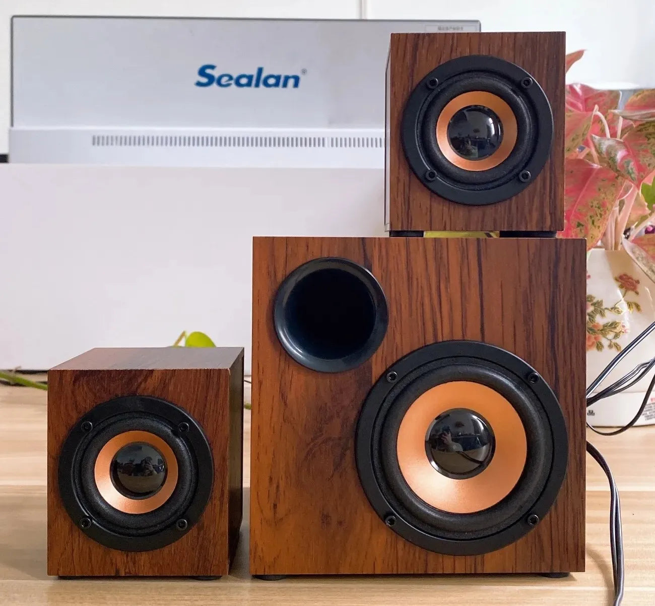 Portable Bluetooth Speaker - Wooden Desktop Audio with Deep Bass Tidesmit