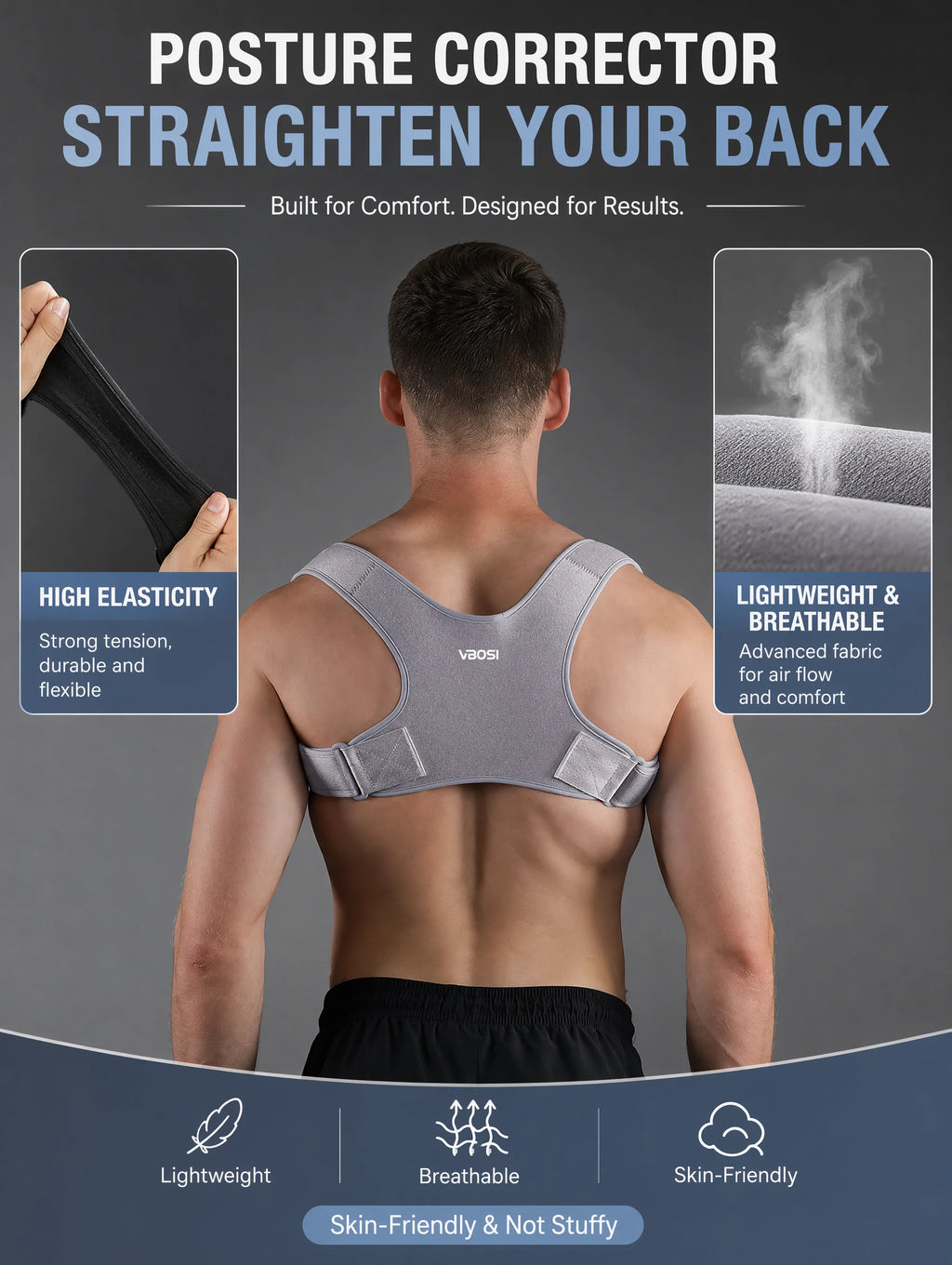 Adjustable Posture Corrector for Men & Women, Invisible Upper Back Brace for Clavicle Support, Neck Shoulder Pain Relief