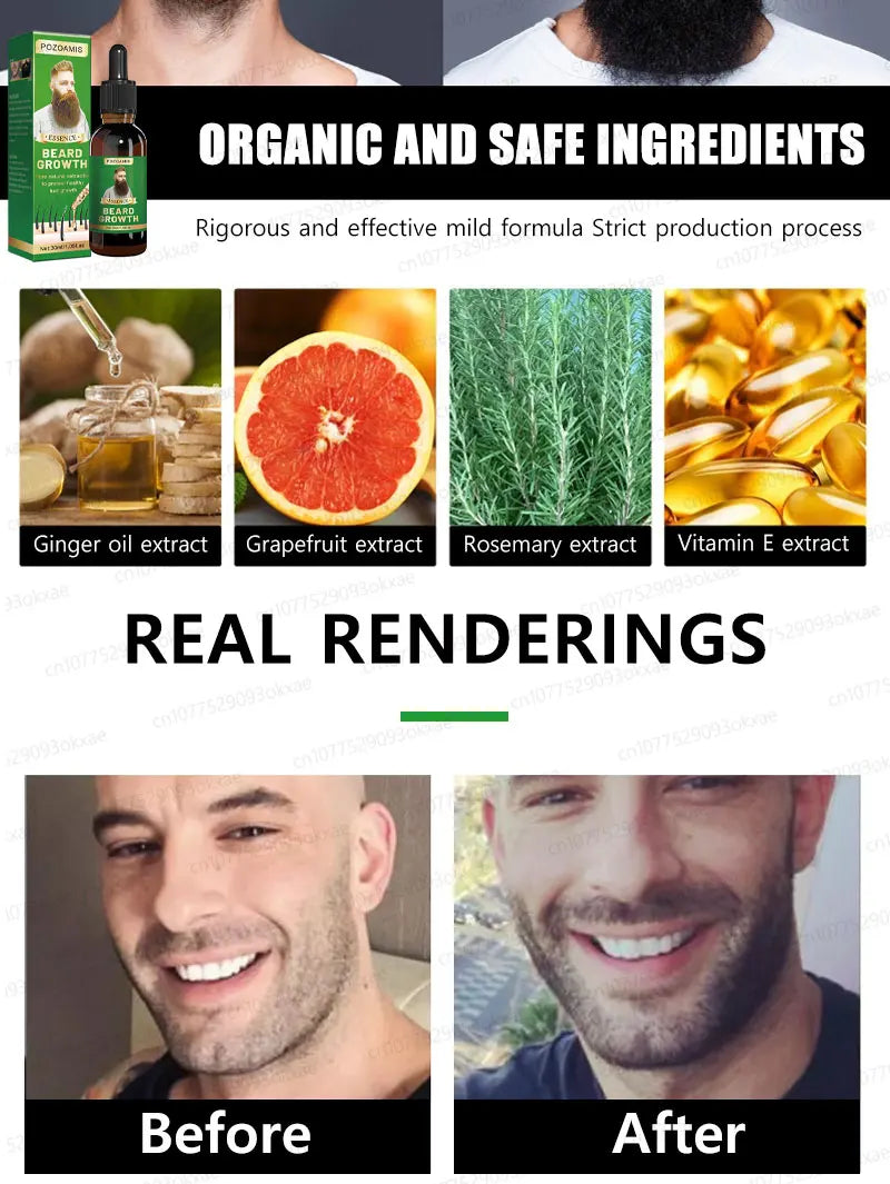 Beard Growth Essence for Thicker Facial Hair - Natural Formula Relaxation Treatment Tidesmit